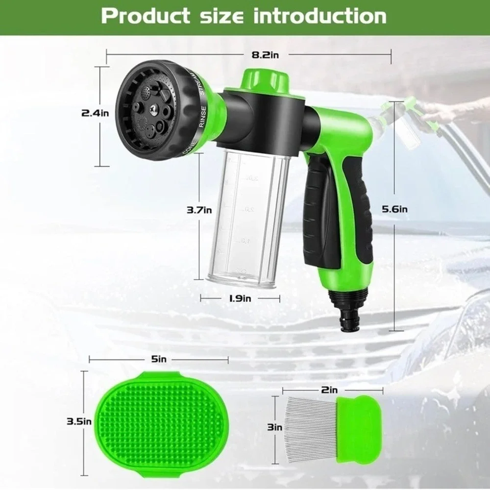 8 in 1 Multifunctional Foam Soap Sprayer Garden Hose Nozzle Car Pet Wash Open Bx